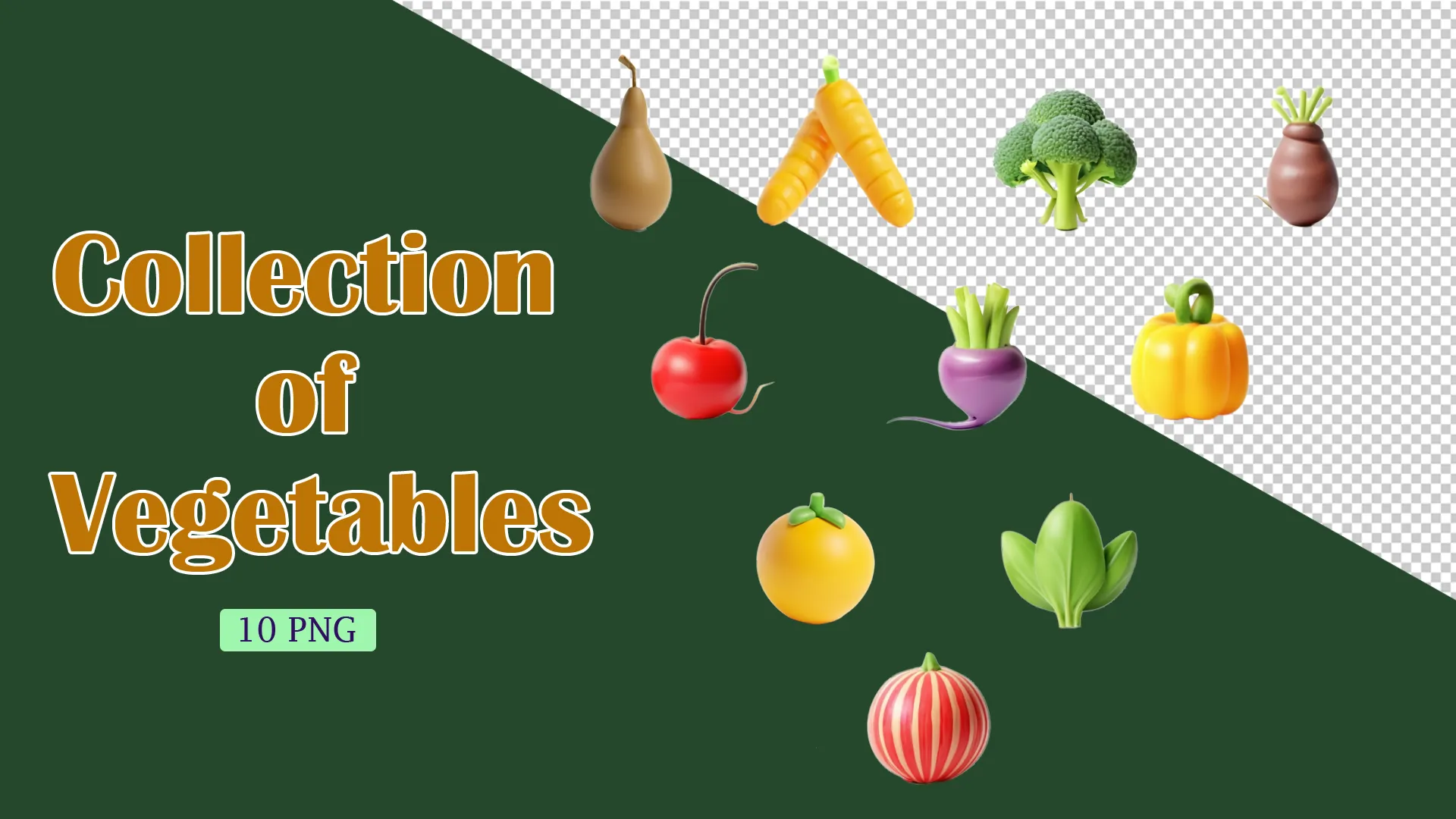 Premium 3D Vegetables Icon Collection image